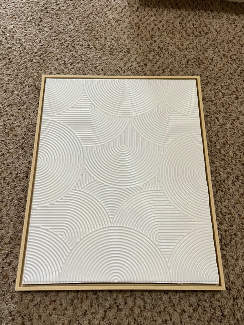 Textured White Wall Art with Gold Frame